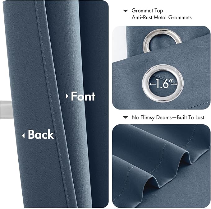 MIULEE Stone BlueBlackout Curtains for Bedroom Living Room 84 Inches Long 2 Panels, Thermal Insulated Room Darkening Drapes Grommet Noise Reducing Light Blocking Window Treatments 40x84 Inch