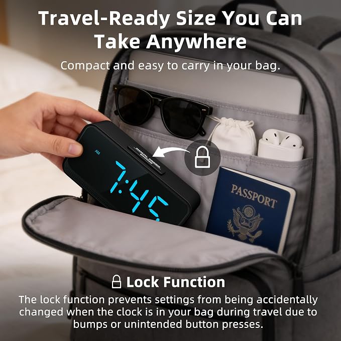 Battery Operated Small Alarm Clock: Compact Cordless Design - Image 4