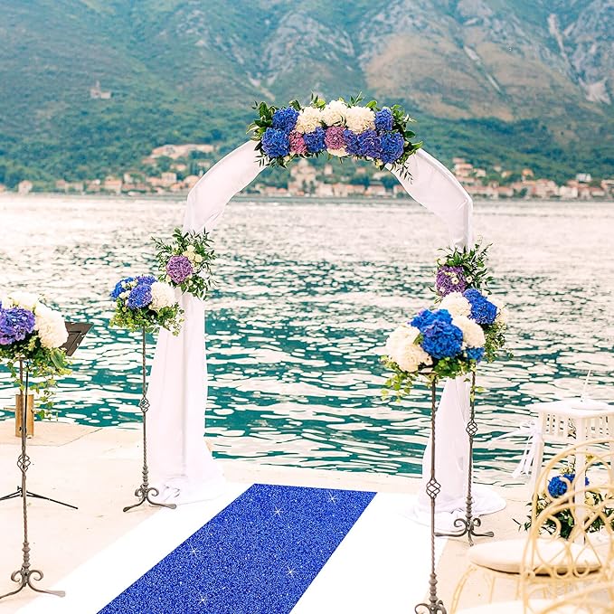 Tatuo Carpet Runner 2.46 x 30 ft Runway Rug 55 GSM Thickness with Carpet Tape for Prom Graduation Wedding Outdoor Indoor Hallway Movie Party Decoration Rug(2.46 x 30 Feet,Glitter Dark Blue)