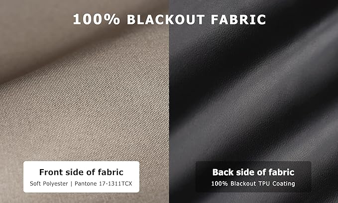 LazBlinds 100% Blackout Door Curtain, No Tools No Drill Cordless Blinds for Windows, Thermal Insulated UV Protection Privacy Window Curtains for French Door Front Door(26''W x 68''H, Taupe, 1 Panel)