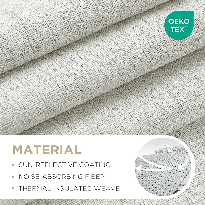 Joydeco Linen Blackout Curtains for Bedroom - 100% Light Blocking 1 Panels, White Drapes 100" W x 84" L, Thermal Insulated Room Darkening Curtains for Living Room, Rod Pocket & Back Tabs