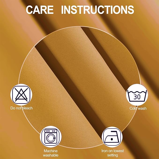 LEMOMO Blackout Curtains 66 x 95 inch/Mustard Yellow Curtains Set of 2 Panels/Thermal Insulated Room Darkening Bedroom Curtains