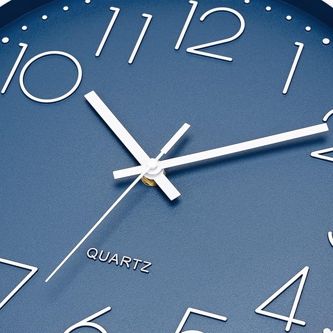 Foxtop 14 Inch Wall Clock Silent Non-Ticking Battery Operated Round Quartz Modern Wall Clock Decorative for Living Room Bedroom Kitchen Home Office (Cerulean)