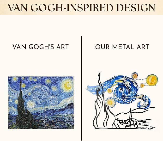 97 Decor Metal Wall Art For Living Room - Vincent Van Gogh Wall Art Abstract Sculptures, Unique Famous Artist Artwork Starry Night Decor For Home Bedroom Bathroom Decorations