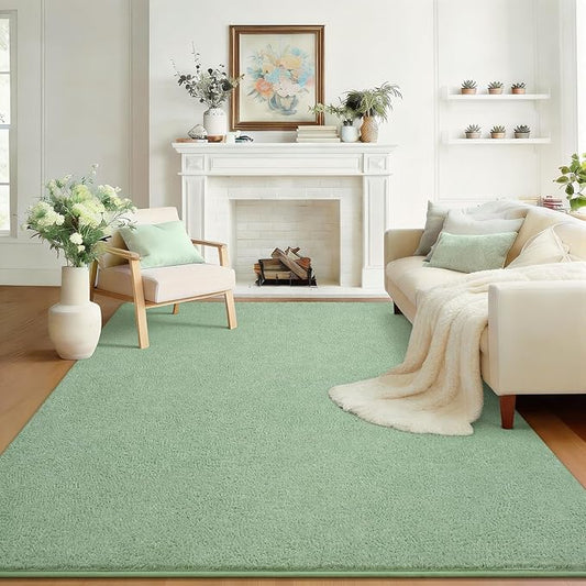 Soft Rugs for Living Room 4x6 Light Green, Modern Area Rug for Bedroom Nursery Dorm, Thickened Throw Rugs for Girls Kids, Washable Indoor Floor Carpets