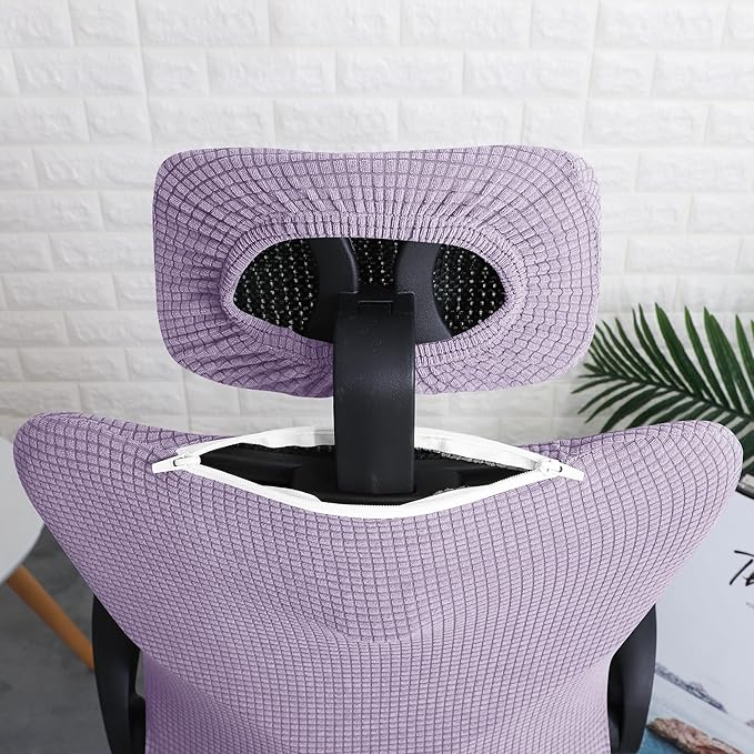 FORCHEER Ergonomic Office Chair Set with Headrest Cover, Water Repellent, Purple