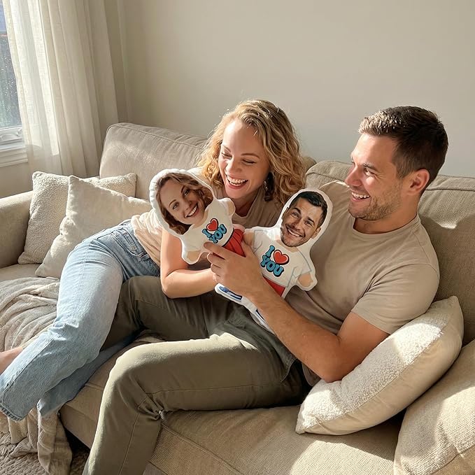 Custom Pillow with Picture - Personalized Funny Face Pillows - Customized Facial Expression Shaped Pillow for Valentines Gifts for Boyfriend Girlfriend - Personalized Gag Gifts for Mom Dad