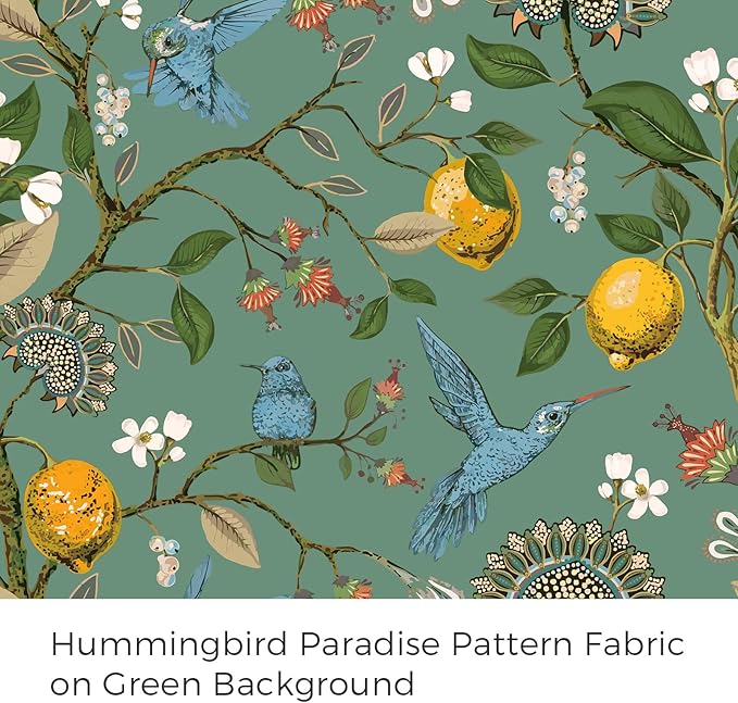 Topfinel Vintage Cottagecore Chinoiserie Curtains & Drapes Botanical Floral Flower Lemon Hummingbird Patterned Sage Green Pioneer Woman Blackout Curtains 96 Inches Long 2 Panels Living Dining Room