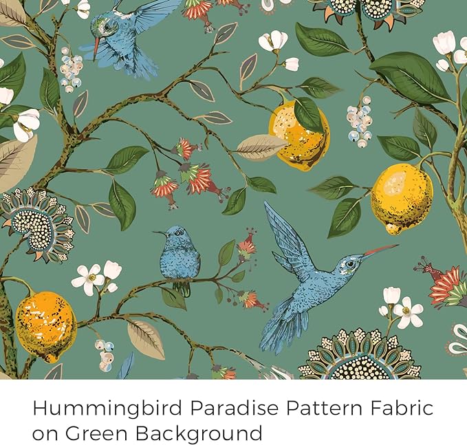 Topfinel 92 Inches Long Custom Sage Green Luxury Curtains for Living Room Bedroom, Blackout Vintage Victorian Curtains Floral Lemon Hummingbird Printed Grommet Drape 92 Inch Length