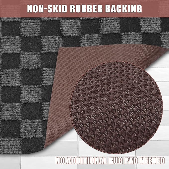 Runner Rug 2 ft x 64 ft Carpet Runners, Indoor/Outdoor Hallway Kitchen Entryway Bedroom Area Rugs with Non-Slip Rubber Backing, Garage mat, Checkered Black, Custom