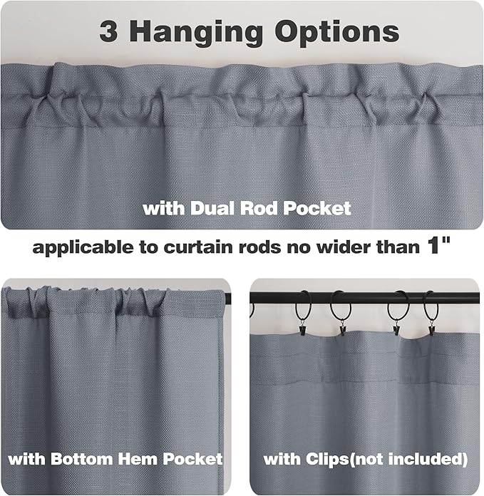 Chyhomenyc Dark Grey Curtains 84 Inch Length 2 Panels, Faux Linen Semi Sheer Light Filtering Soft Slub Textured Privacy Farmhouse Curtain Drapes for Living Room Bedroom, 40" Wx84 L