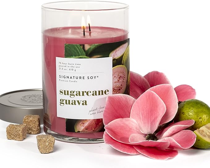 Signature Soy Lidded Sugarcane Guava Scented Candle