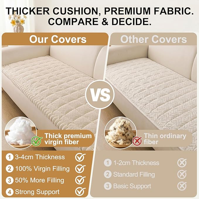 Smiry Non Slip Couch Covers for Dogs, Fuzzy Pet Couch Covers for 3 Cushion Sofa Pet Friendly, Soft Sofa Slipcovers Cushion Furniture Protector Washable (Apricot, 27.6" x 82.7")