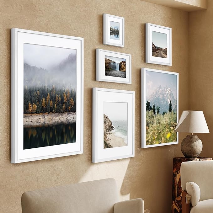 Americanflat 11x14 Picture Frame with Shatter-Resistant Glass - Use as 8x10 Frame with Mat or Display 11x14 Photo Without Mat - Soho Collection - Deep Molding Picture Frames for Wall Display - White