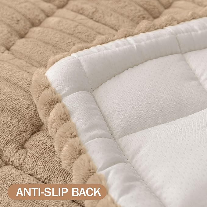 Smiry Couch Cover for Dogs Washable, Non Slip Fuzzy Pet Couch Covers for 3 Cushion Sofa Pet Friendly, Thick Soft Sofa Slipcovers Cushion Protector (Khaki, 27.6" x 27.6")