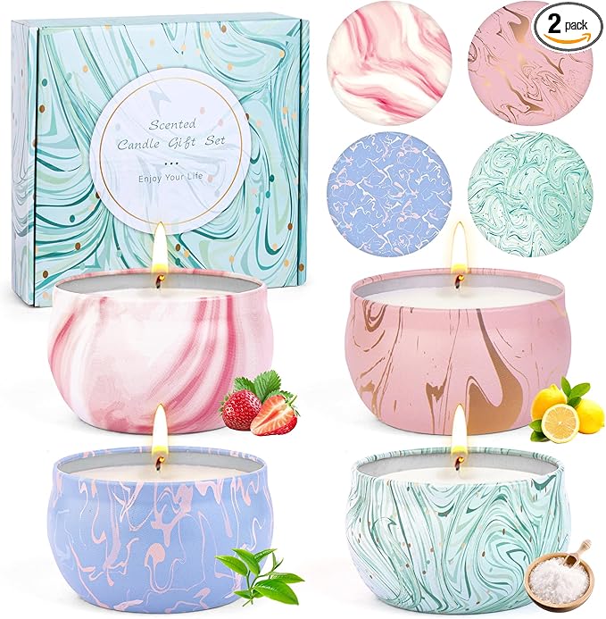 Candle Gifts,Scented Candles Christmas Gift Set for Women, 4 Pack Aromatherapy Candles for Home Scented, Natural Soy Wax Candles Gift Set for Birthday, Mother's Day, Christmas, Valentine's Day