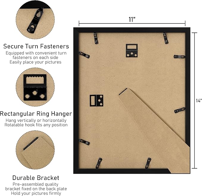 VIOLABBEY 11x14 Picture Frame, Fits Five 4x6 Photos with Mat or One 11x14 Picture without Mat for Wall or Tabletop, Black Collage Frame