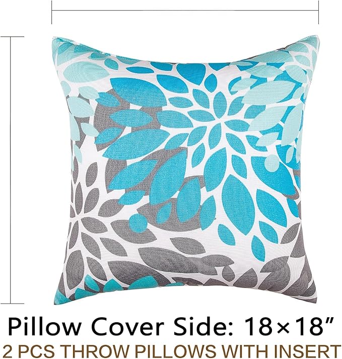 JMGBird Water-Resistant Outdoor Pillows Set of 2, 18x18 inch Durable Sky Blue Mandala Pattern Throw Pillows with Inserts for Patio Furniture