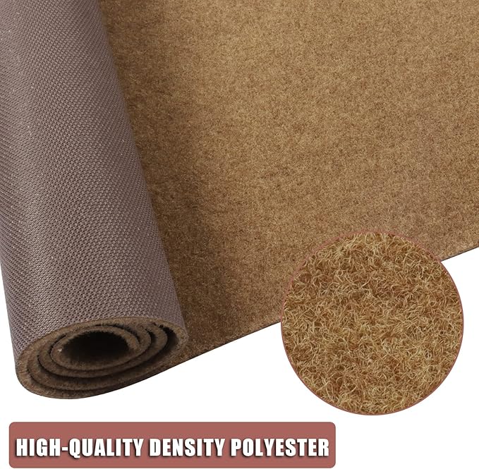 Runner Rug 3 ft x 53 ft Carpet Runners, Indoor/Outdoor Hallway Kitchen Entryway Bedroom Area Rugs with Non-Slip Rubber Backing, Garage mat, Sand, Custom