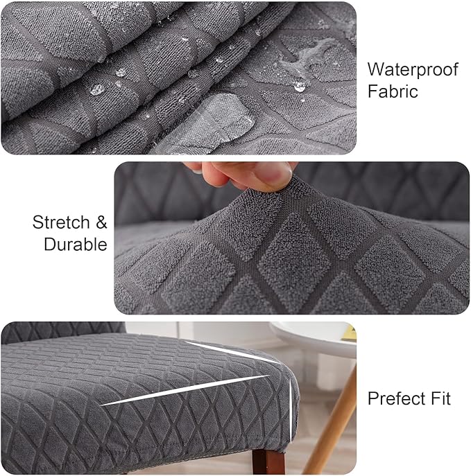 Genina 100% Waterproof Chair Covers for Dining Room Set of 6, Large Dining Room Chair Covers Protectors Stretch Kitchen Parson Chair Slipcovers for Home, Restaurant (Large, Argyle-Dark Gray)