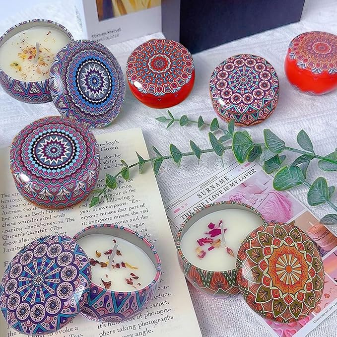 Lavender Scented Candles, Aromatherapy Candles for Home, Long Burn Scented Candles with Lid, Sustainable Use of Tin Boxes