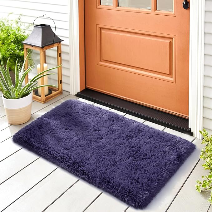 Noahas Fluffy Taro Purple Rugs for Bedroom Girls,Door Mat Indoor Entrance,2x3 Shaggy Small Non-Slip Entryway Entry Area Rugs,Soft Bedside Throw Kids Carpet Home Decor