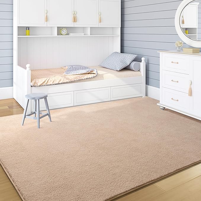 Soft Rugs for Living Room 4x6 Beige, Minimalist Area Rug for Bedroom Nursery Dining Table Dorm, Throw Rugs for Men Boys Girls Kids Room Indoor Floor Carpets