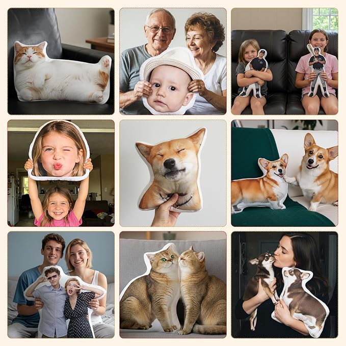 Custom Funny Throw Pillow for Men Women, Personalized Pet Face Pillow, White Elephant Gifts Photo Birthday Funny Gifts for Family Couple Pet
