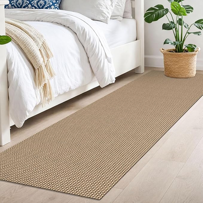 IOHOUZE Washable Runner Rug 2x7 Non Slip Rubber Backed Runners for Hallways Entryway Runner Indoor, Kitchen Rugs Woven Cotton Floor Carpet for Hall Entrance Bedroom, Orange/Tan/Brown