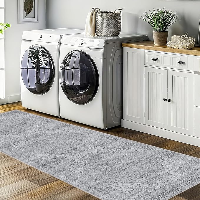 Kitchen Runners Rug 2.5x8 with Non-Slip Backing,Vintage Washable Runner Rugs for Hallways, Ultra-Thin Hallway Rug Runners, Soft Floor Carpet for Bedroom, Entryway,Bathroom,Laundry Room