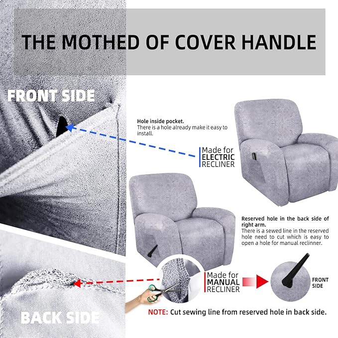 ANARACHON Recliner Chair Covers Leather Like, 4 Pieces Recliner Cover for Recliner Chair, Soft Sofa Slipcover Furniture Protector Washable Sofa Cover for Pets Kids (Marbling)