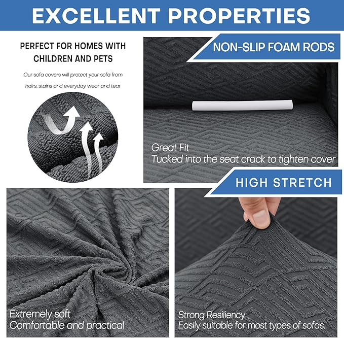 XINEAGE 2026 New Stretch Armchair Covers 1 Piece Chair Slipcovers Chair Protector for Living Room Thick Soft Chair Cover with Elastic Bottom Couch Cover for Pets Kids (31"-46", Dark Gray)
