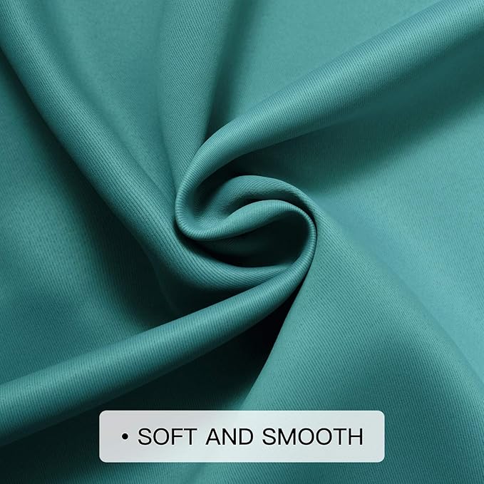 COSVIYA Grommet Ombre Room Darkening Curtains 84 inch Length 2 Panels, Teal and Grayish White Gradient Drapes Light Blocking Insulated Thermal Window Curtains for Bedroom/Living Room,52x84 inches