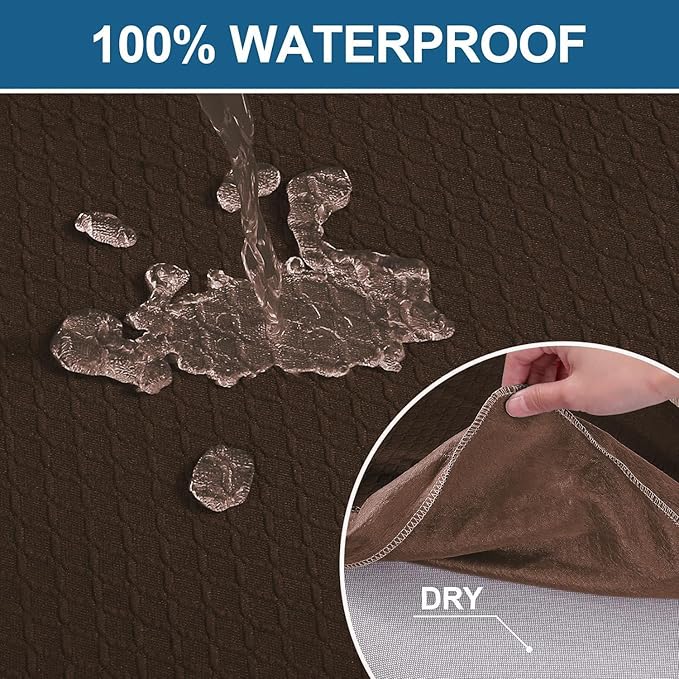 Smiry Waterproof Seat Covers for Dining Room Chairs Set of 10, Stretch Jacquard Removable Washable Chair Seat Slipcovers Protector, No Rear Covers, Brown
