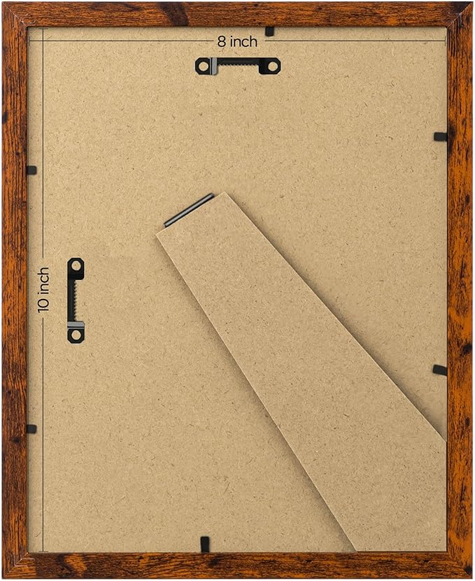eletecpro 8x10 Picture Frames Set of 10, Picture Frame Collage Wall Decor Display 5x7 Photo with Mat or 8x10 without Mat, Home Decor Gallery Frame for Table Top or Wall Mounting, Brown
