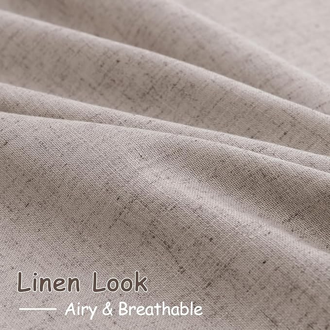Brownish Grey Linen Curtains for Living Room Extra Long 126 Inches Long Back Tab Light Filtering Semi Sheer Curtain Modern Farmhouse Decor Floor to Ceiling High Window for Bedroom 52x126, 2 Panels