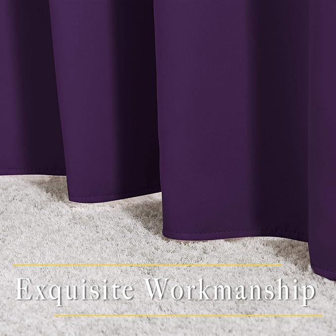 NICETOWN Kitchen Blackout Curtains and Drapes - Triple Weave Energy Saving Thermal Insulated Solid Grommet Blackout Panels for Patio (1 Pair, 66 inches by 90 Inch, Royal Purple)
