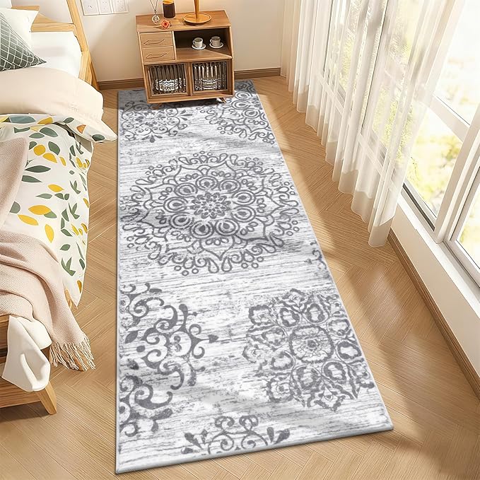 HEBE Hallway Runner Rug 3'x8' Washable Vintage Distressed Area Rugs Non Slip Laundry Rug Runner Boho Floor Carpet Runners for Hallways Entryway Laundry Room Kitchen Bathroom