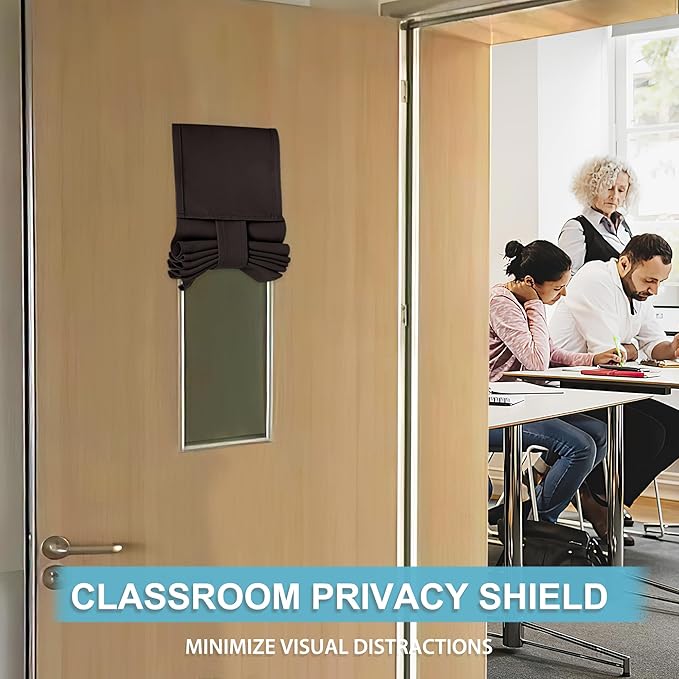 RYB HOME Classroom Door Window Cover, Blackout Shades for Classroom Windows and Doors Cover Lockdown Shades, Room Darkening Design Blocks Views, W 8 x L 36, 1 Panel, Brown