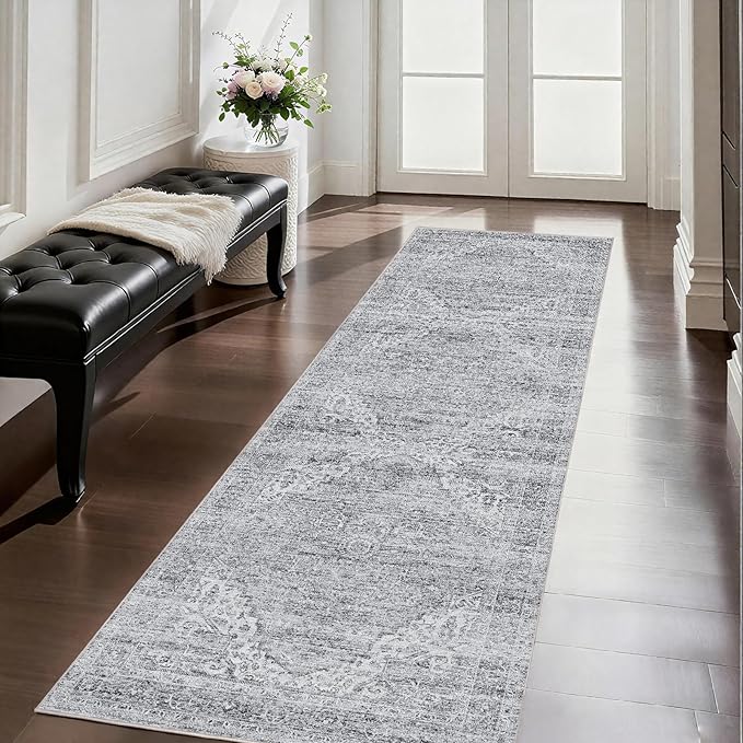 Washable Runner Rugs for Hallway 2x6 Rug Runners,Boho Vintage Kitchen Runner Rugs,Ultra-Thin Entryway Runner,Non-Slip Backing Carpet for Hallways,Bedroom,Bathroom,Laundry Room
