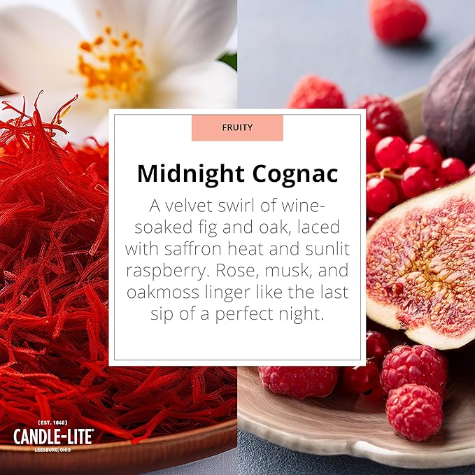 Candle-lite Rugged & Refined Scented Candle for Men, Midnight Cognac, 9 oz Tin, Poured in The USA, Masculine Fragrance, 1-Wick, 58 Hours of Burn Time, Ideal Gift for Man in Your Life & Father's Day