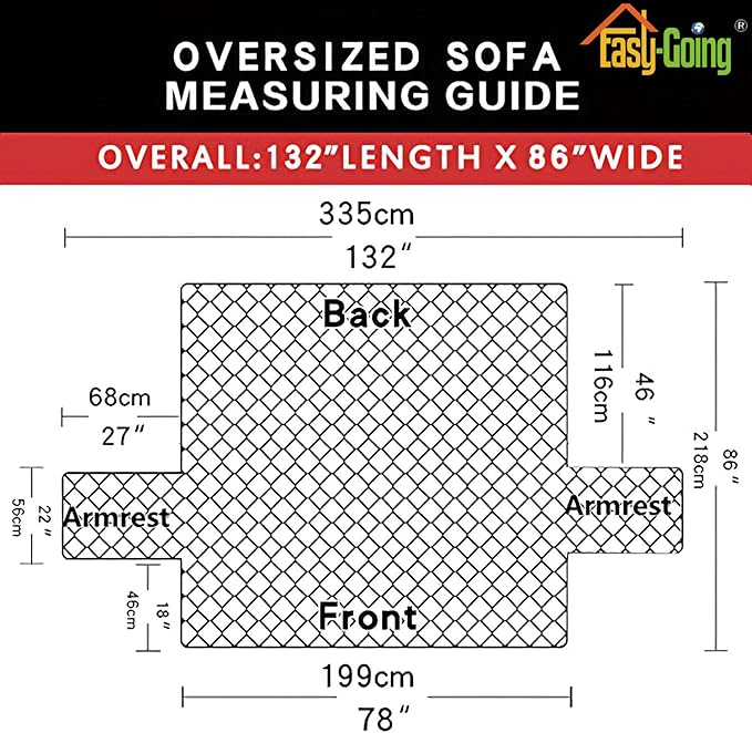 Easy-Going Reversible Oversized Couch Cover for 3 Cushion Couch Sofa Cover for Dogs Water Resistant Furniture Protector Cover with Foam Sticks for Pet (Oversized Sofa, Brown/Beige)