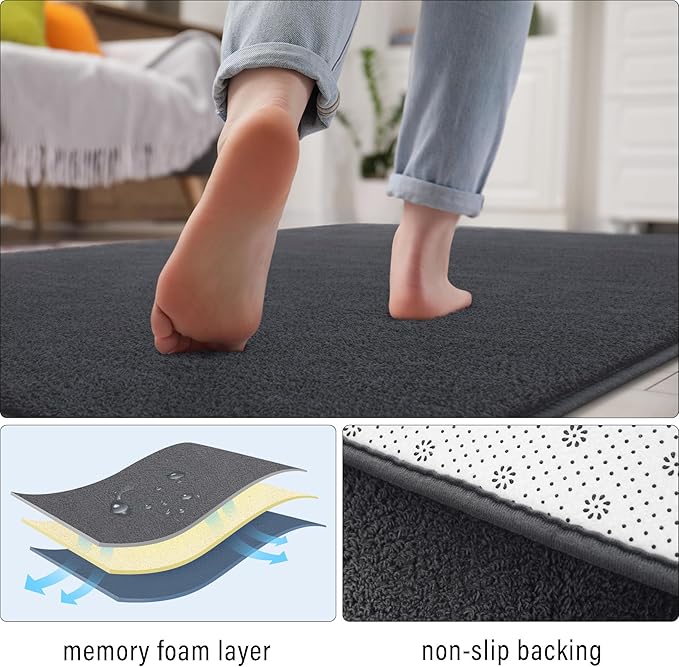 Soft Rugs for Living Room 6x9 Dark Grey, Minimalist Area Rug for Bedroom Nursery Dining Table Dorm, Large Throw Rugs for Men Boys Girls Kids Room Indoor Floor Carpets