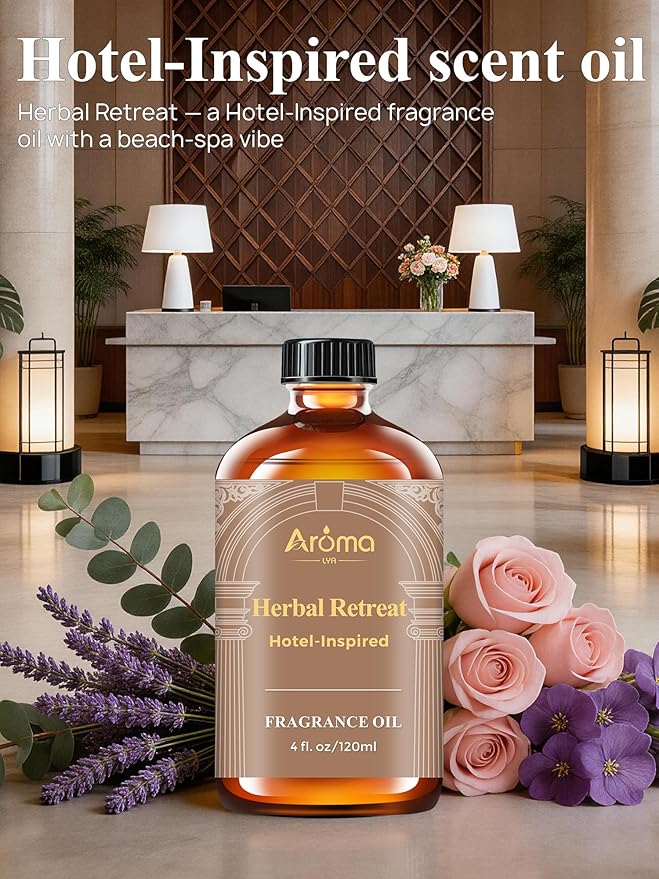 Herbal Retreat — a Hotel-Inspired Diffuser Oil with a Beach-Spa Vibe, Hotel Diffuser Oil for Diffuser for Home Fragrance Oil for Ultrasonic and Waterless Diffusers and Crafting