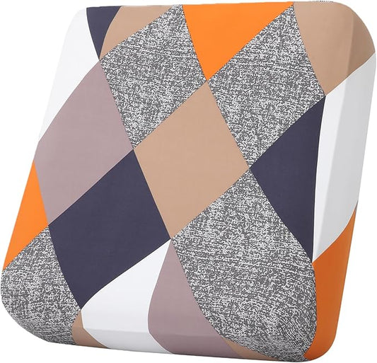 hyha Printed Couch Cushion Covers, Floral Sofa Covers Washable for Cushion Couch, Stretch Pattern Outdoor Cushion Covers for Patio Furniture with Elastic Bottom(Small, Colored Blocks)