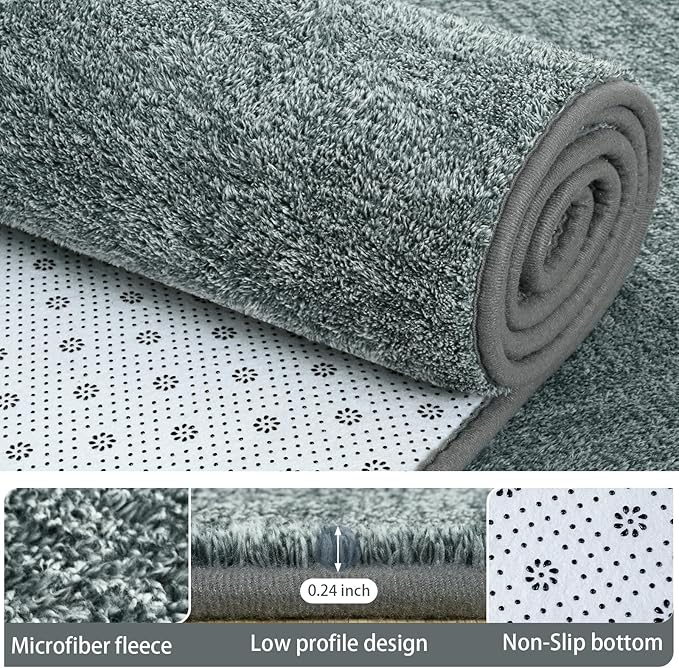 AROGAN Washable 2x8 Runner Rug for Hallway, Long Runner Rugs wtih Soft Memory Foam for Bedroom, Non Slip Backing Carpet Runners for Hallways, Kitchen, Bathroom, Entryway Home Decor, Grey