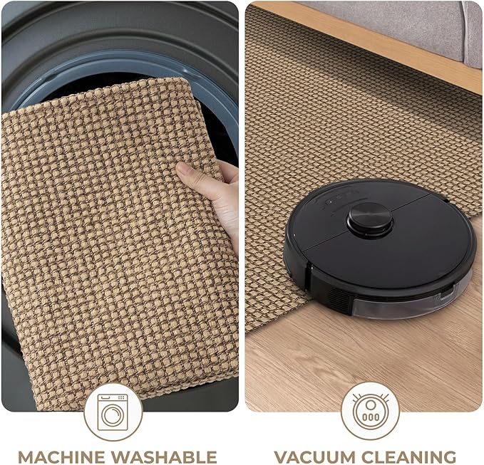 KOZYFLY Boho Runners for Hallways 2x8 ft Washable Kitchen Runner Non Slip Rubber Backed Hall Runners Cotton Entryway Runner Rugs Floor Carpet for Indoor Backdoor Bedroom Kitchen, Tan/Orange/Brown