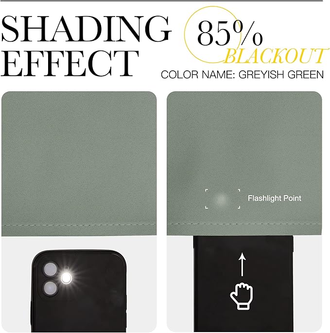 NICETOWN Greyish Green Blackout Curtains 102" Long for Office, 55" Wide, 2 Pieces, Dining Room, Guest Room, Sound Reducing Heat and Cold Block Curtain Panels for Modern Room Decorative