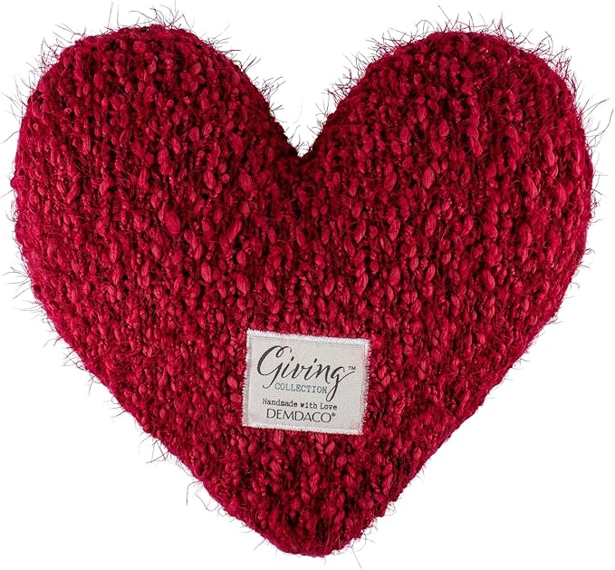 DEMDACO Giving Collection Cranberry Red Weighted Giving Heart - Weighted Heart Pillow for Bedding - Decorative Throw Pillow - Meaningful Gift Idea - Handmade - Luxurious, Soft & Cozy - 1.85 lbs