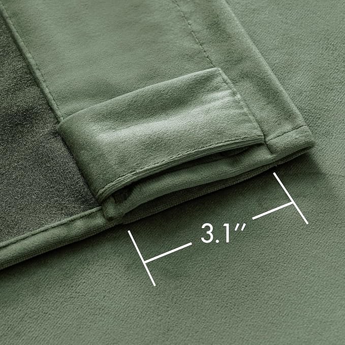 MIULEE Velvet Curtains 63 inches - Luxury Blackout Curtains for Bedroom Living Room Thermal Insulated Super Soft Window Drapes Rod Pocket & Back Tab, Sage Green, W52 x L63 inches, 2 Panels